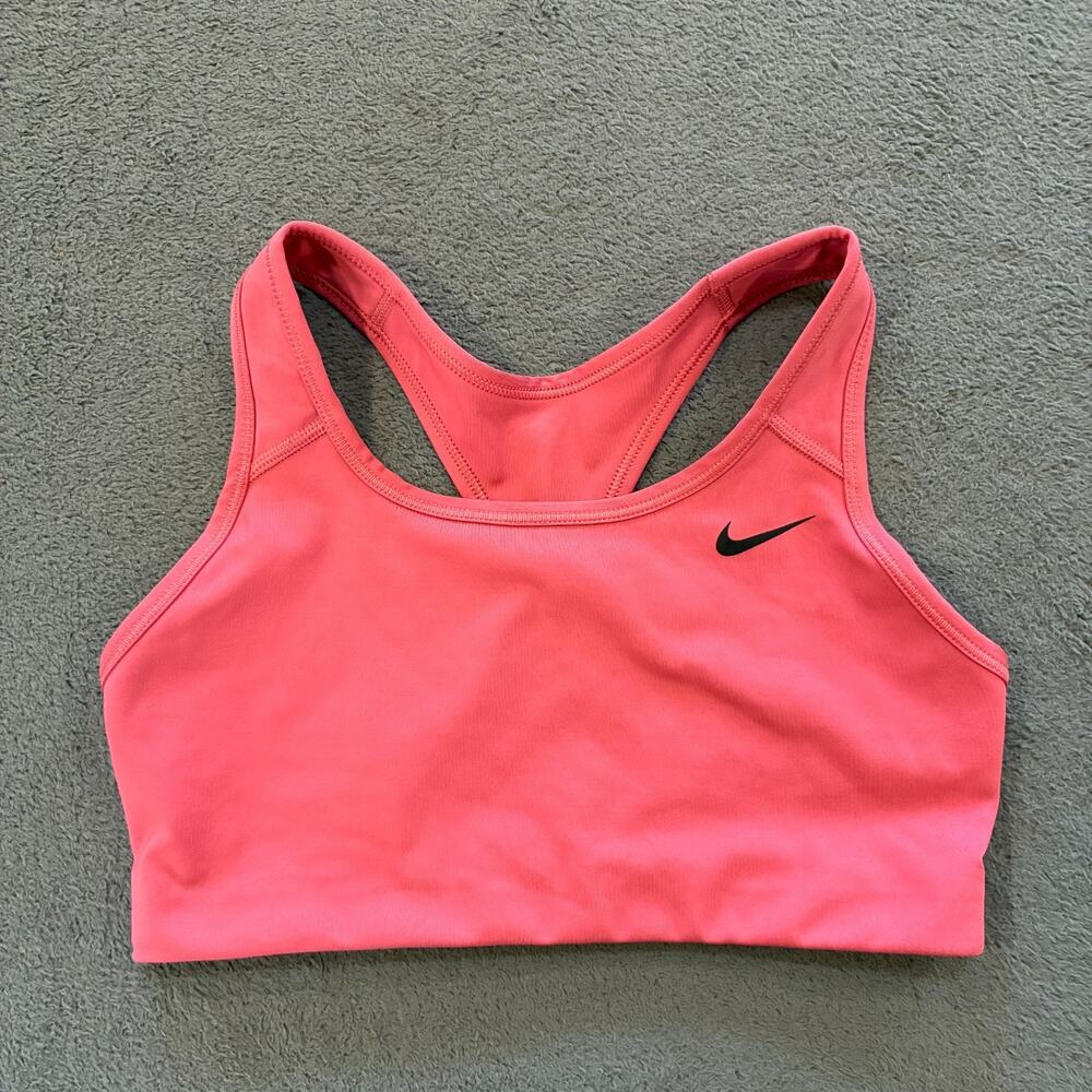 Nike Dri-FIT Coral Pink Ribbed Medium Support Racerback Sports Bra Women's Sz S